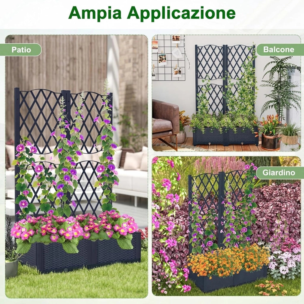 COSTAWAY Fioriera da Esterno per Piante Rampicanti Verdure con Auto Irrigazione e Fori di Drenaggio, Ideale per Giardino, Cortile e Balcone (Grigio,80 x 40 x 122 cm)
