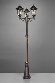 MELLA PALO ALTO 3 LANTENRE DA ESTERNO 6 LATI FUSIONE DI ALLUMINIO RUGGINE E VETRO TRASPARENTE H. 240CM IP44 ATTACCO E27