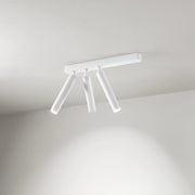 Spot Moderno Bambù Metallo Bianco 3 Luci Led 10W 3000K