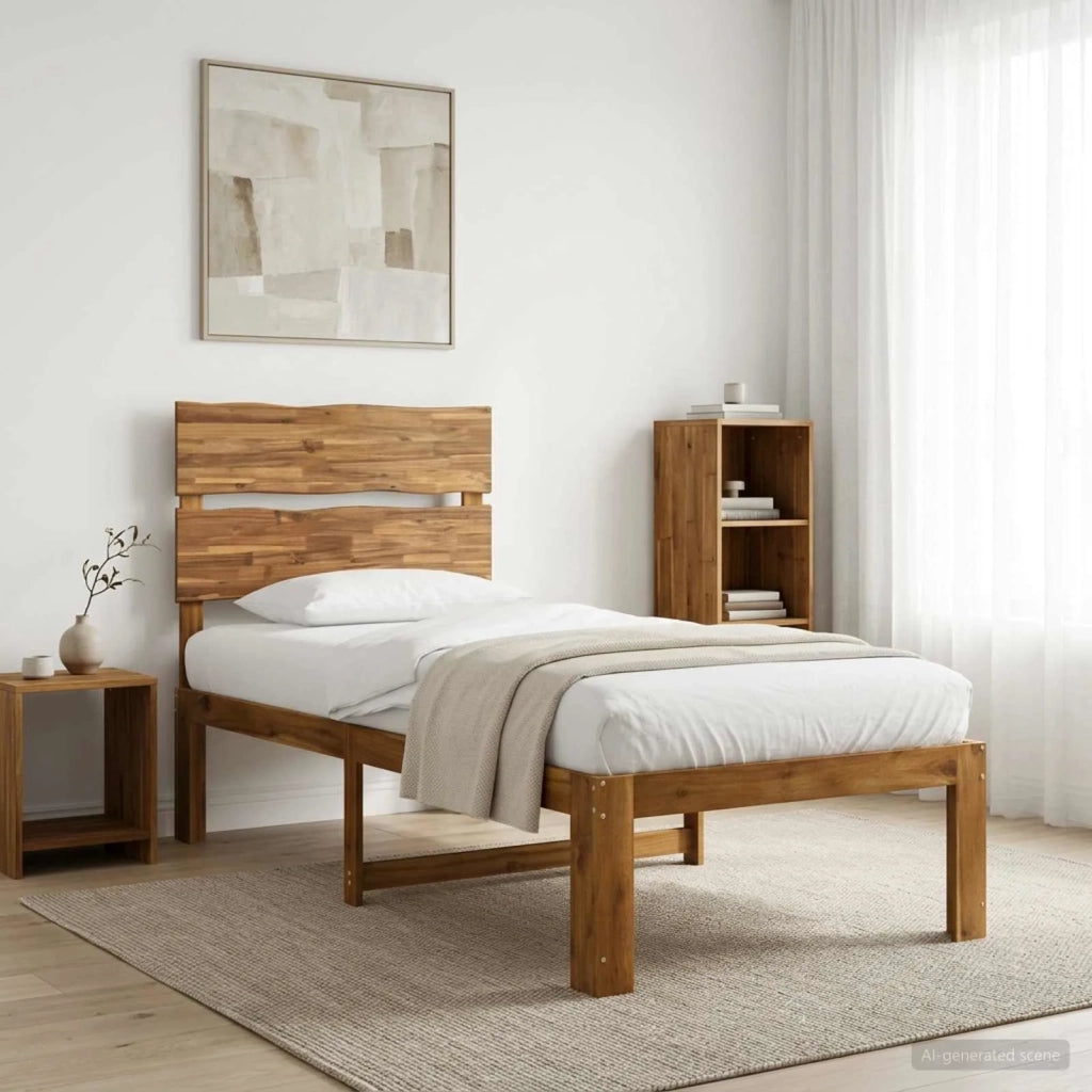 Letto Singolo con Testiera ROSTOCK Naturale 90 x 190 cm 903483