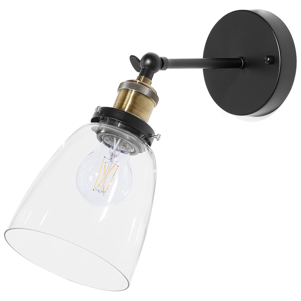 Lampade da Parete applique in vetro Nero con paralume in metallo regolabile industriale