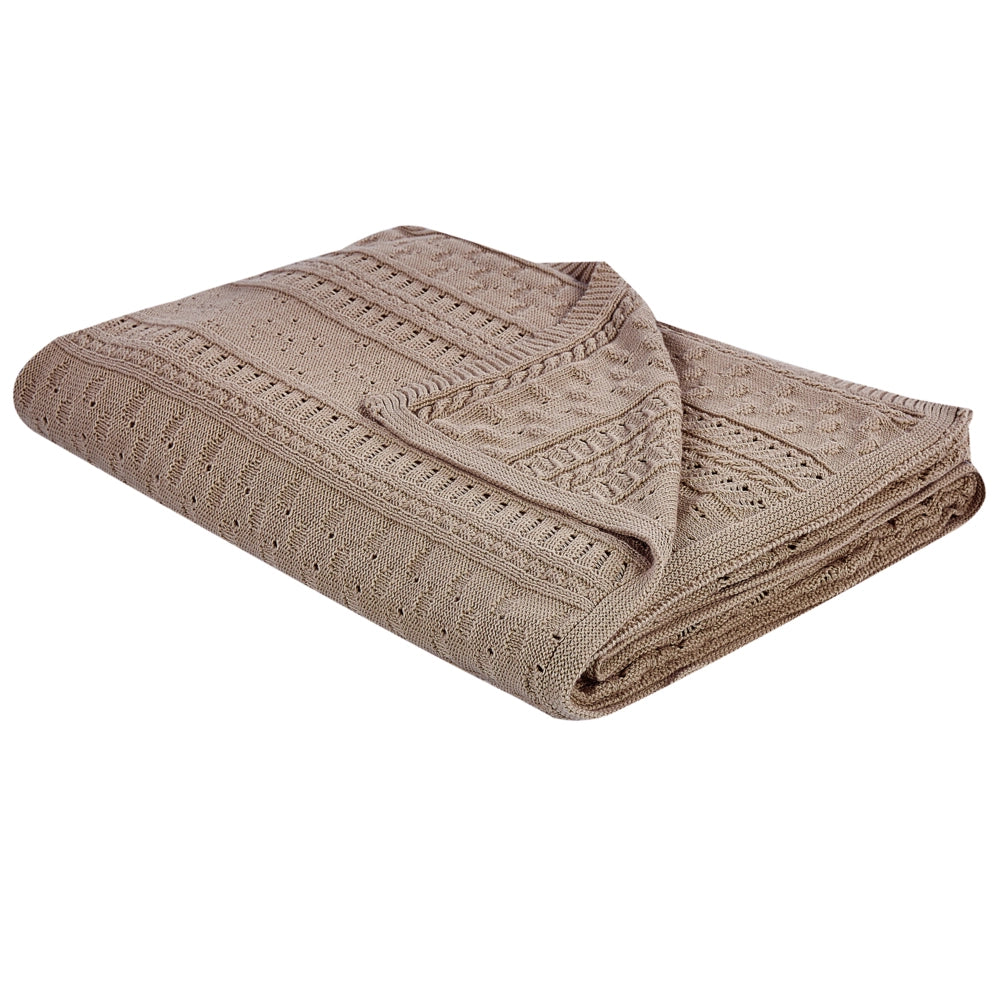 Copriletto Marrone Tessuto di cotone 150 x 200 cm Decorativo Biancheria da letto Design Classico Camera da letto