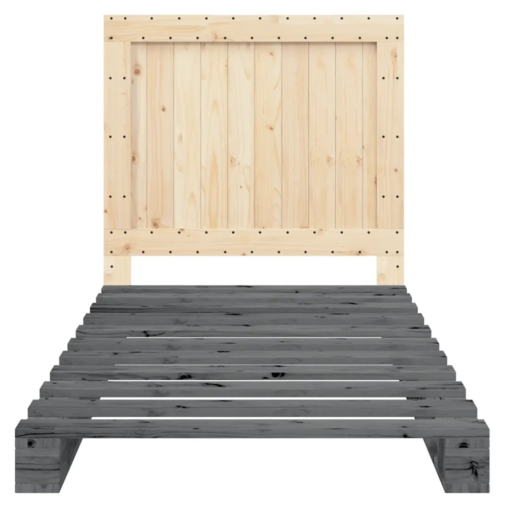 Giroletto con Testiera Grigio 100x200 cm Legno Massello di Pino 3281545