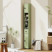 Mobile da bagno stretto verde con cassetto e 4 ripiani aperti 180x20x20 cm