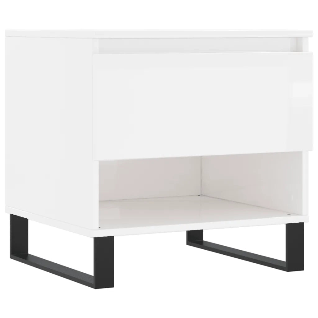Tavolini Salotto 2pz Bianco Lucido 50x46x50cm Legno Multistrato 830929