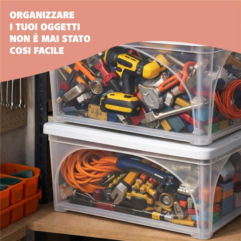 SET 3 PZ BOX PORTA INDUMENTI CON RUOTE DIMENSIONI 60X40X28CM  E COPERCHIO BIANCO