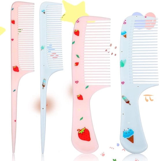 Set di spazzole per capelli per ragazze - 4 pezzi - per capelli umidi e secchi - spazzola smussante - pettine da barbiere