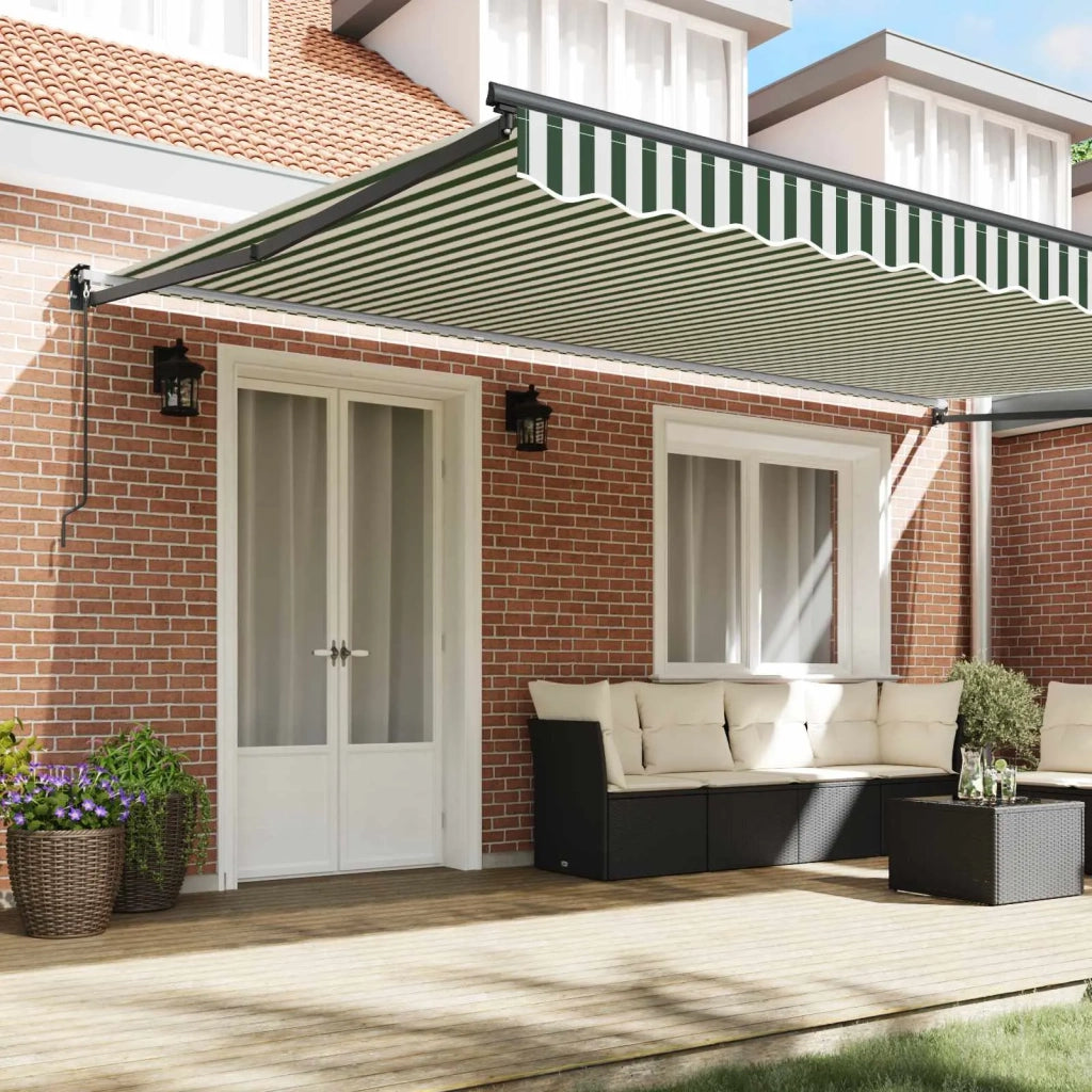 Tenda retrattile-Tenda parasole per balcone Verde 500 ¡Á 300 cm 100% Poliestere e Alluminio