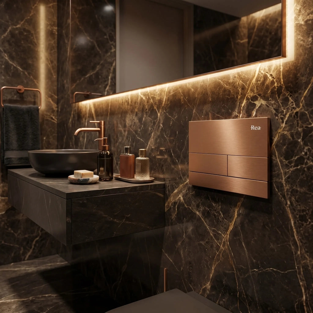 Set Telaio Da Incasso Per Wc Slim 024n Con Pulsante T Brush Copper