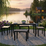 Salottino Outdoor Asta, set Salotto da Esterno 4 Posti Made in Italy, Nero Antracite