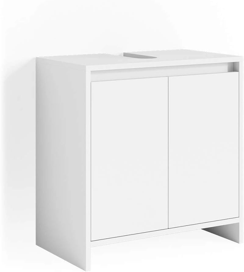 Mobile sottolavabo per bagno Emma, Bianco, 58 x 60 cm, combinabile con la serie Emma per l'organizzazione in bagno