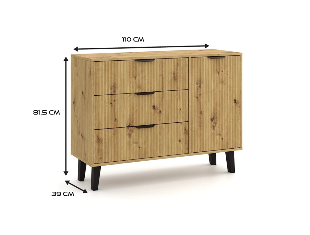 Cassettiera SCANDI 1d3s slim rovere artisan per camera e soggiorno