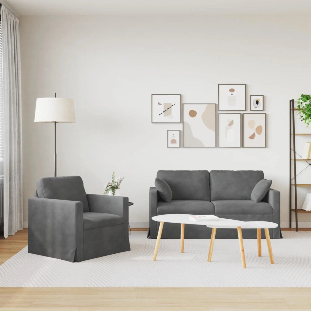 Set di divani 2 pcs Grigio scuro 158 x 78 x 80 cm Velluto 3407552