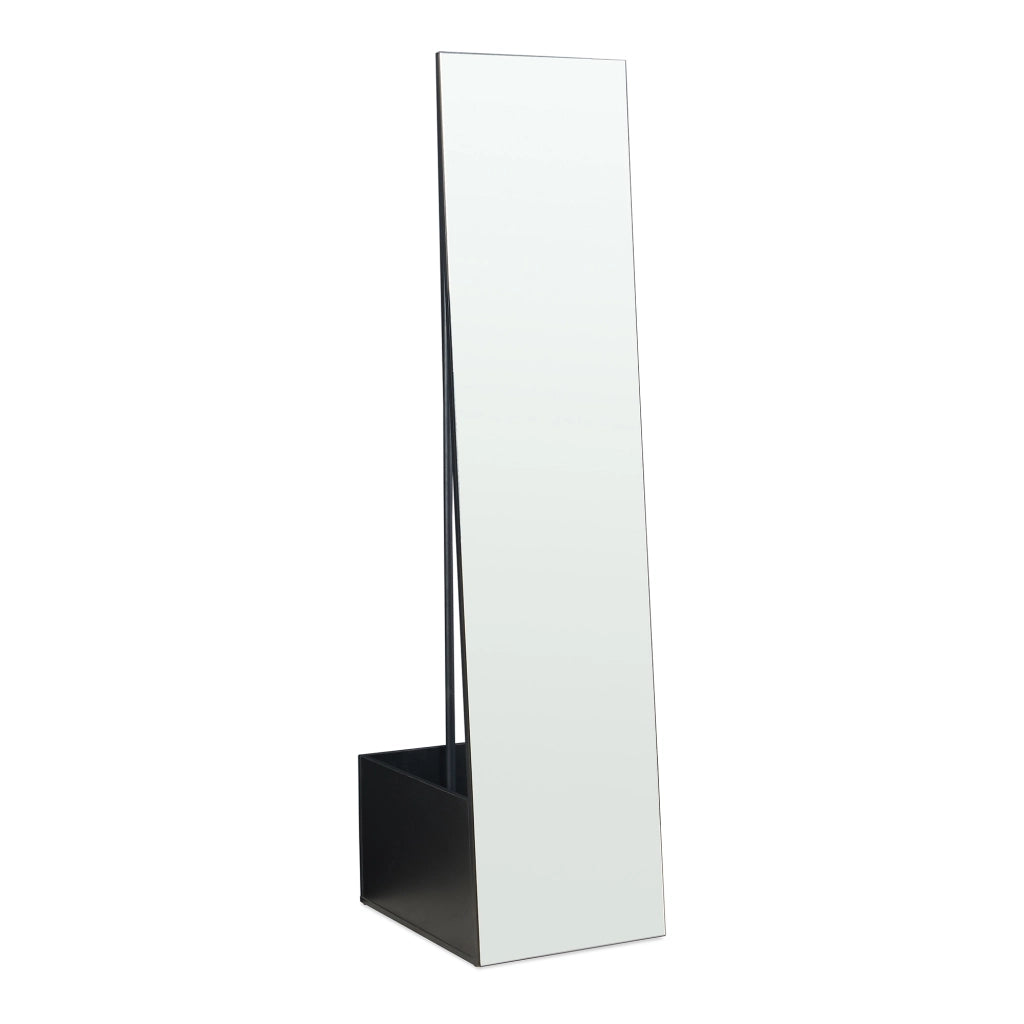 Specchio da Terra Saden con Appendiabiti e Vano Portaoggetti 165 x 40 x 51 cm - Nero [en.casa]