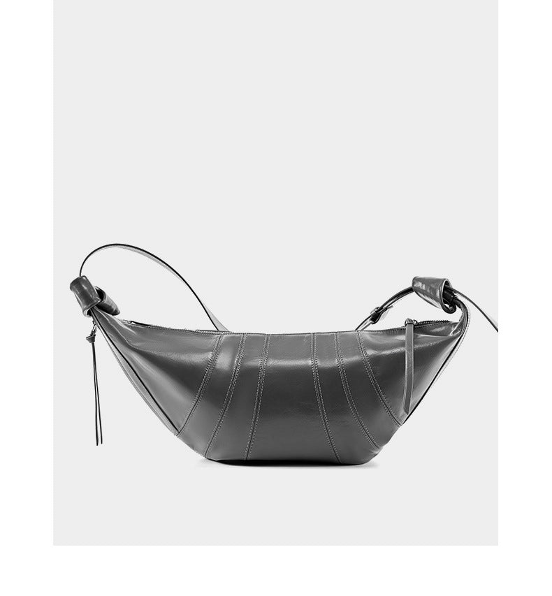 Borsa a tracolla da donna in vera pelle grigia