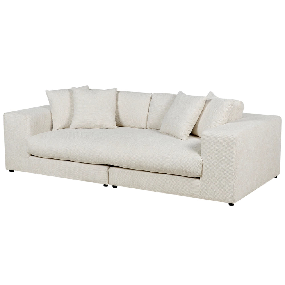 Divano 3 posti in tessuto di poliestere bianco sporco 240 cm x 120 cm x 61 cm con schienale e braccioli soggiorno moderno