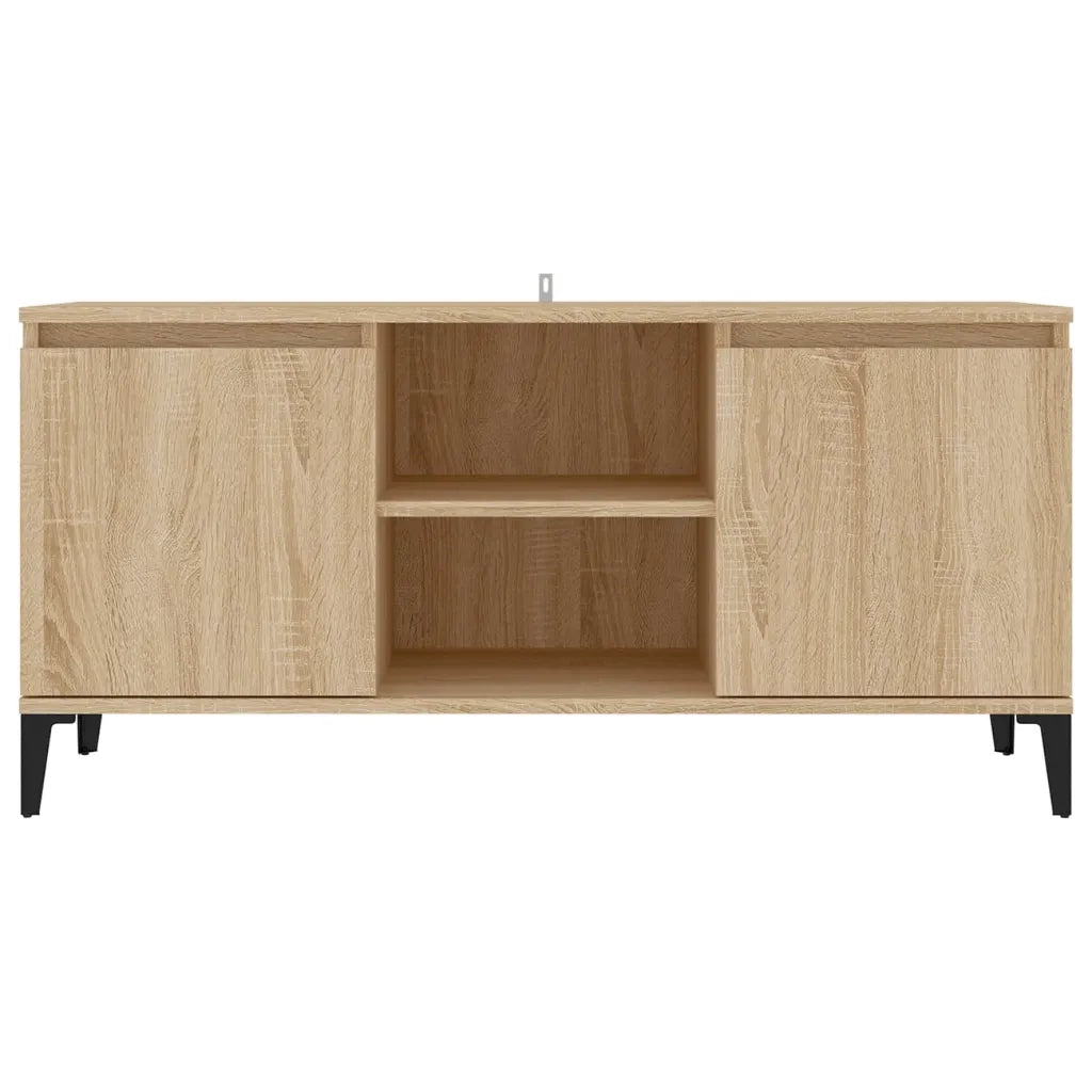 Mobile TV con Gambe-Credenza TV-Console TV in Metallo Rovere Sonoma 103,5x35x50 cm