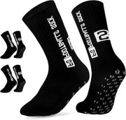 2 Paia di Calze Antiscivolo per Uomini 46-50 Calze Sportive Antiscivolo per Calcio Pallacanestro Atletica Ciclismo Tennis Nero