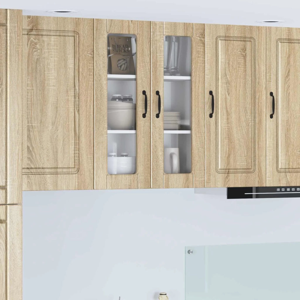 Pensile da cucina | Mobile in vetro da parete PORTO Rovere Sonoma 60 x 31 x 80 cm