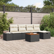 Set Divano da Giardino 6 Pezzi con Cuscini Rattan Sintetico Nero