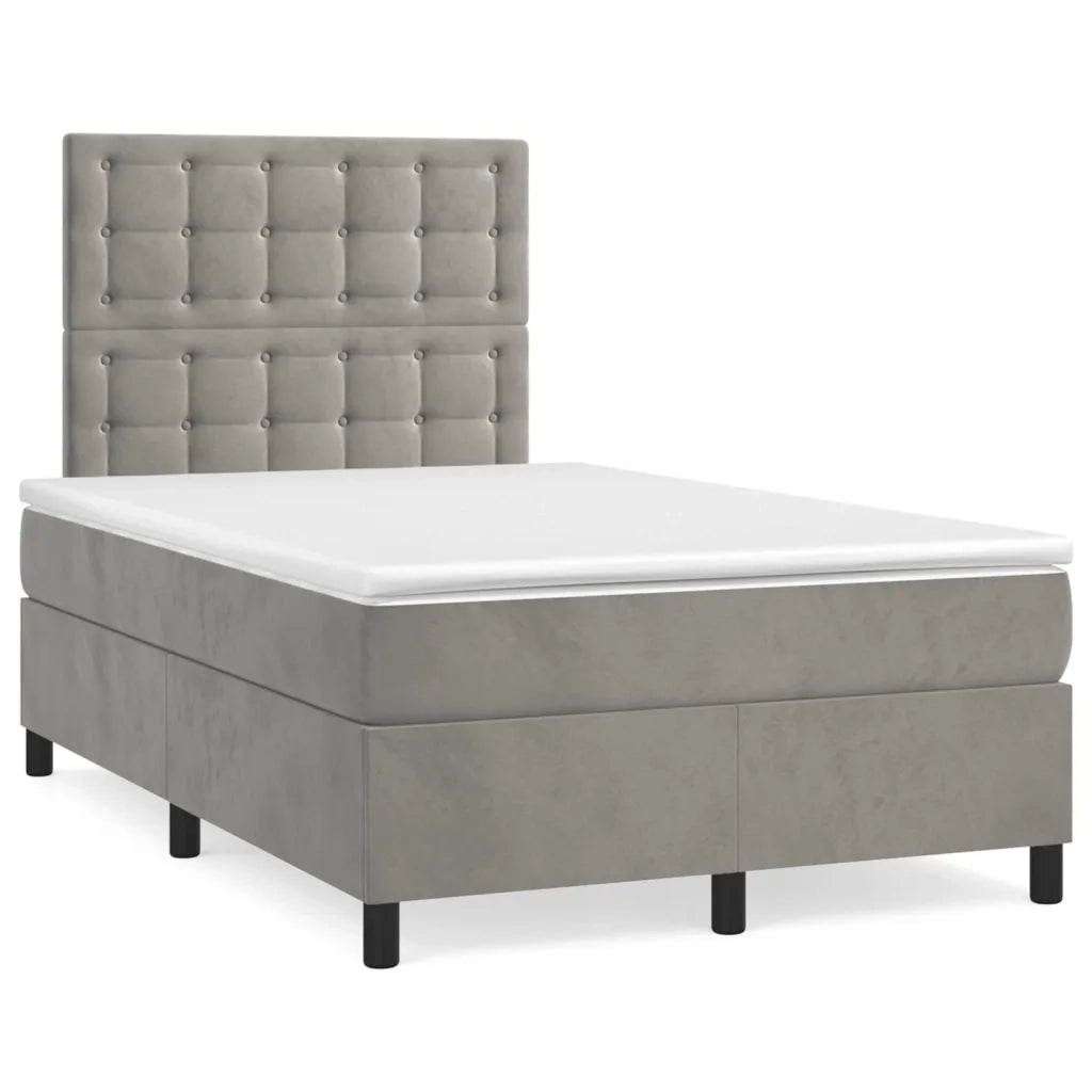 Letto a Molle Materasso e LED Grigio Chiaro 120x190 cm Velluto 3270335