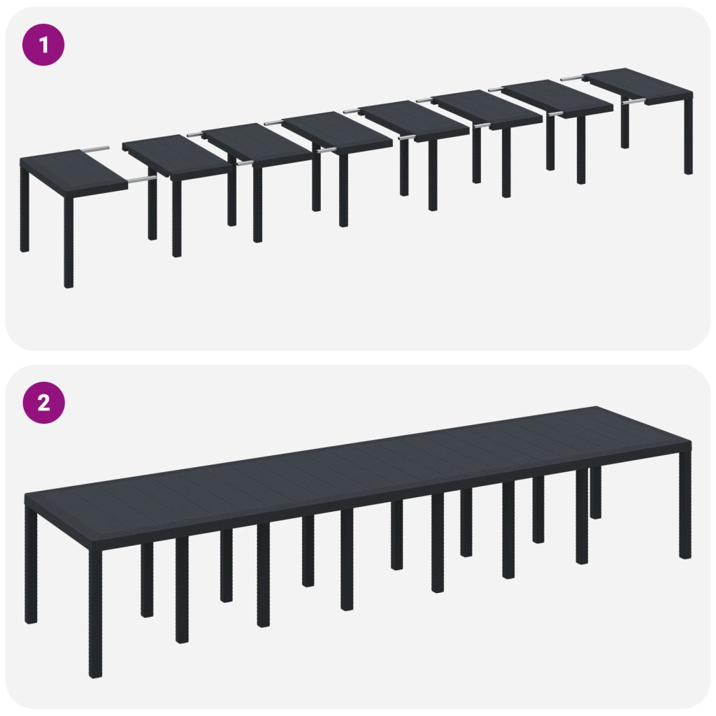 Set pranzo giardino  17 pezzi con cuscini Antracite Polirattan