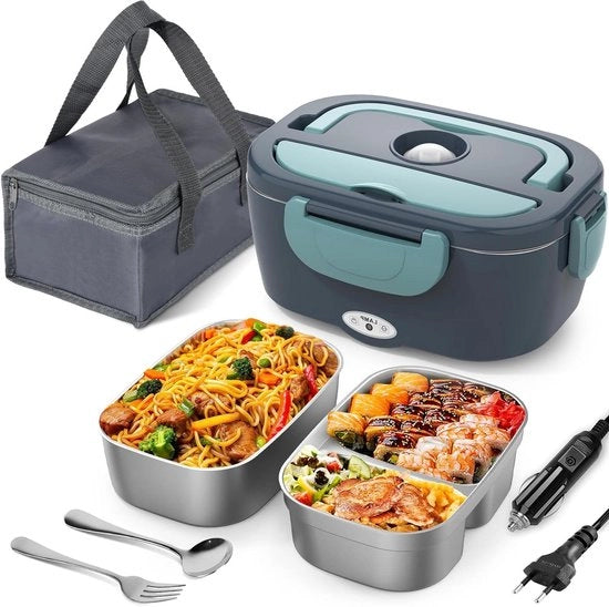 Lunchbox termica per adulti - 80 W elettrico, con borsa e utensili - 3-in-1 forno elettrico senza fuga per pane