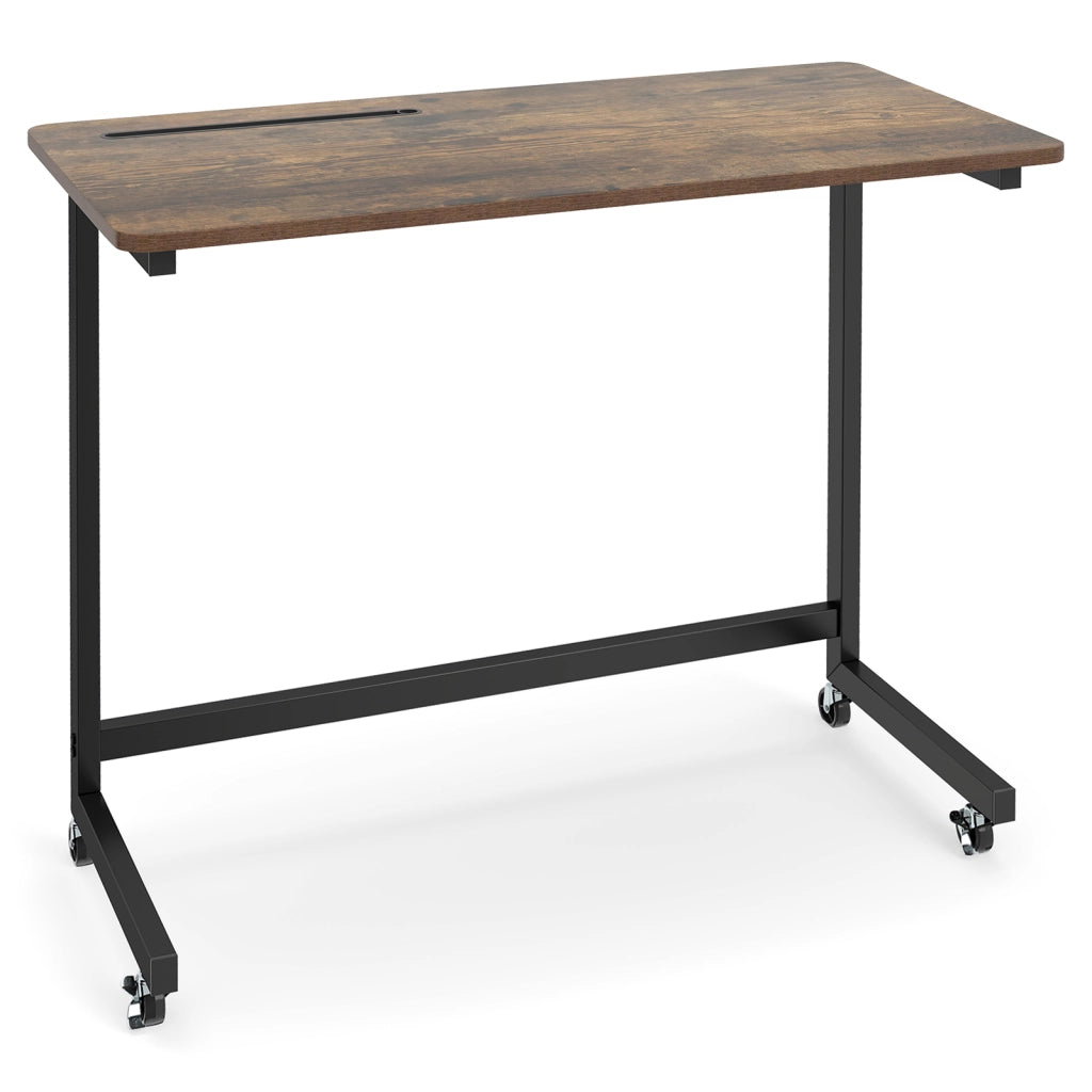 Tavolino laterale mobile carrello laptop ruote fessura tablet, Tavolino letto vassoio c metallo lavoro portatile
