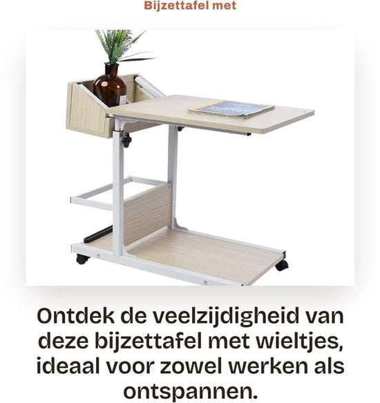 Tavolo da Scrivania con Pieghevollo - Pieghevole con Ruote - Tavolo da Cucina con Pieghevollo - Tavolo per Libri con Pieghevollo - Design Stabile