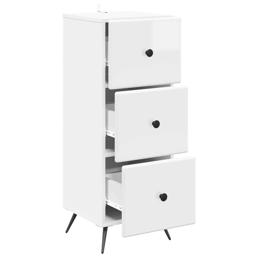 Mobile con Cassetti Bianco Lucido 33 x 34,5 x 90 cm 895539