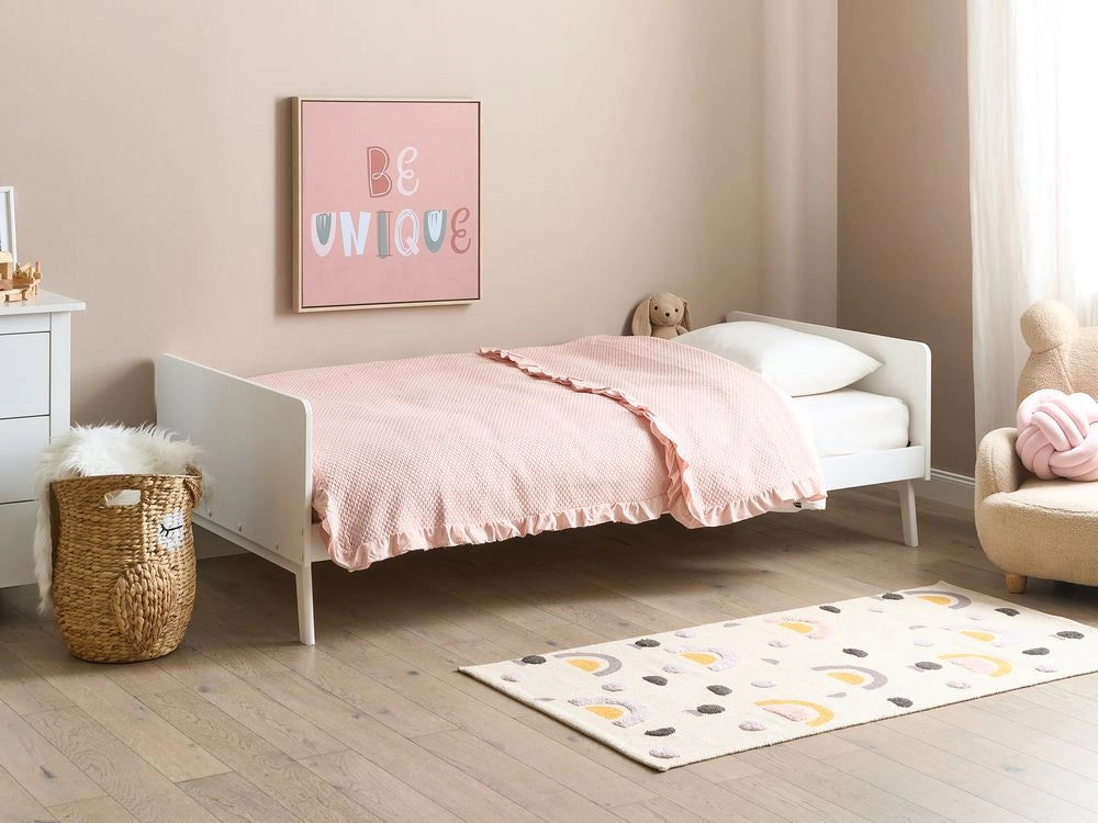 Letto singolo moderno con rete a doghe in legno bianco 90 x 200 cm cameretta moderna