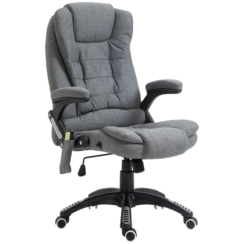 Sedia da ufficio massaggiante ergonomica con 6 punti di massaggio, funzione riscaldante in poliestere grigio scuro