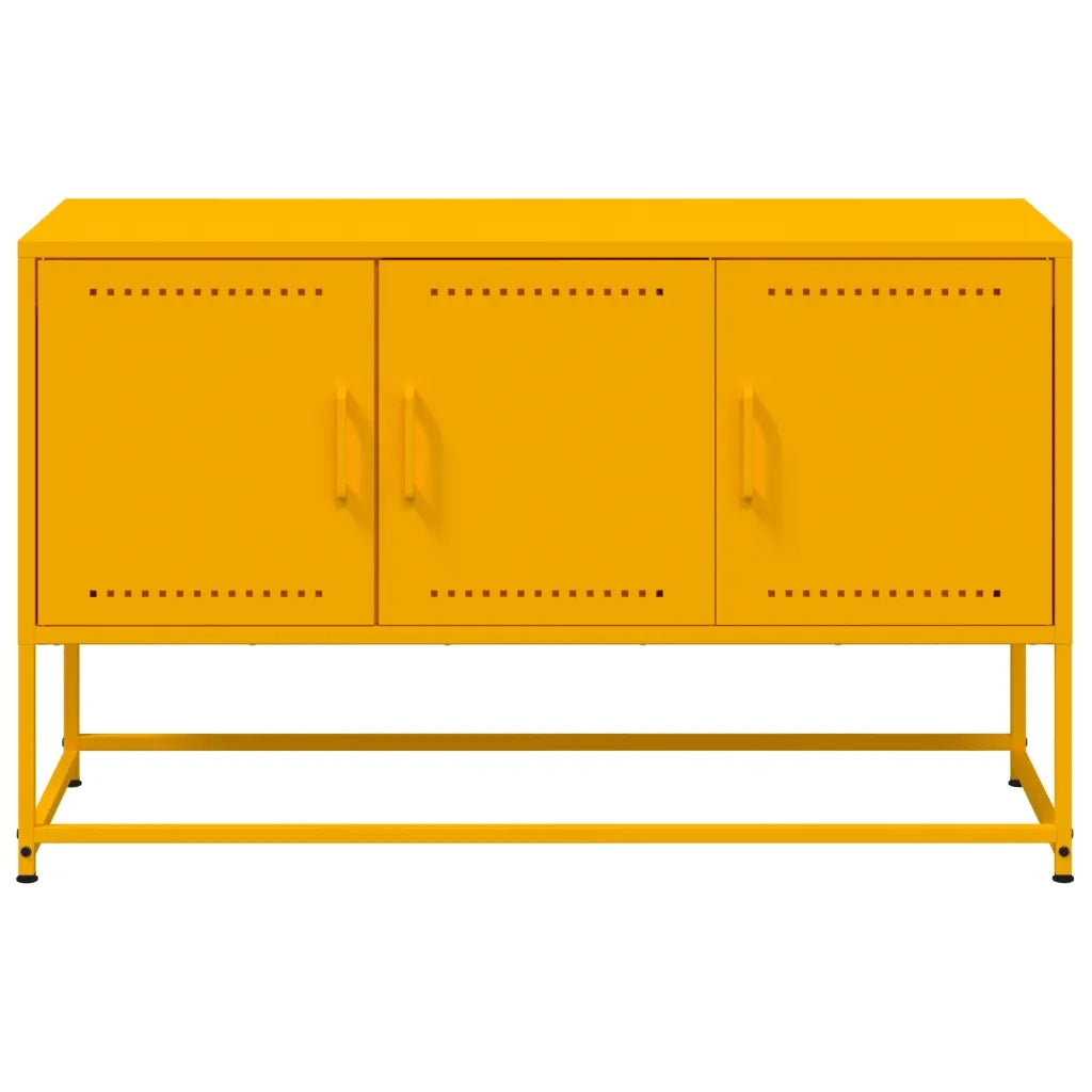 Mobile TV-Credenza TV-Console TV Giallo Senape 100,5x39x60,5 cm in Acciaio 189672