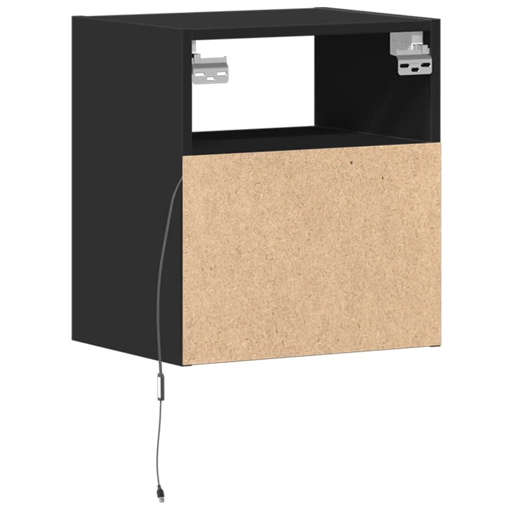 Mobile TV multimediale da parete mensola TV credenza mobile TV per sala da pranzo soggiorno camera da letto con luci LED 2 pezzi 41 x 31 x 45 cm nero 02_0029107