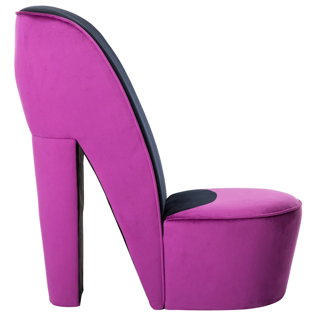 Poltrona a Forma di Scarpa con Tacco Alto in Velluto Viola 248645
