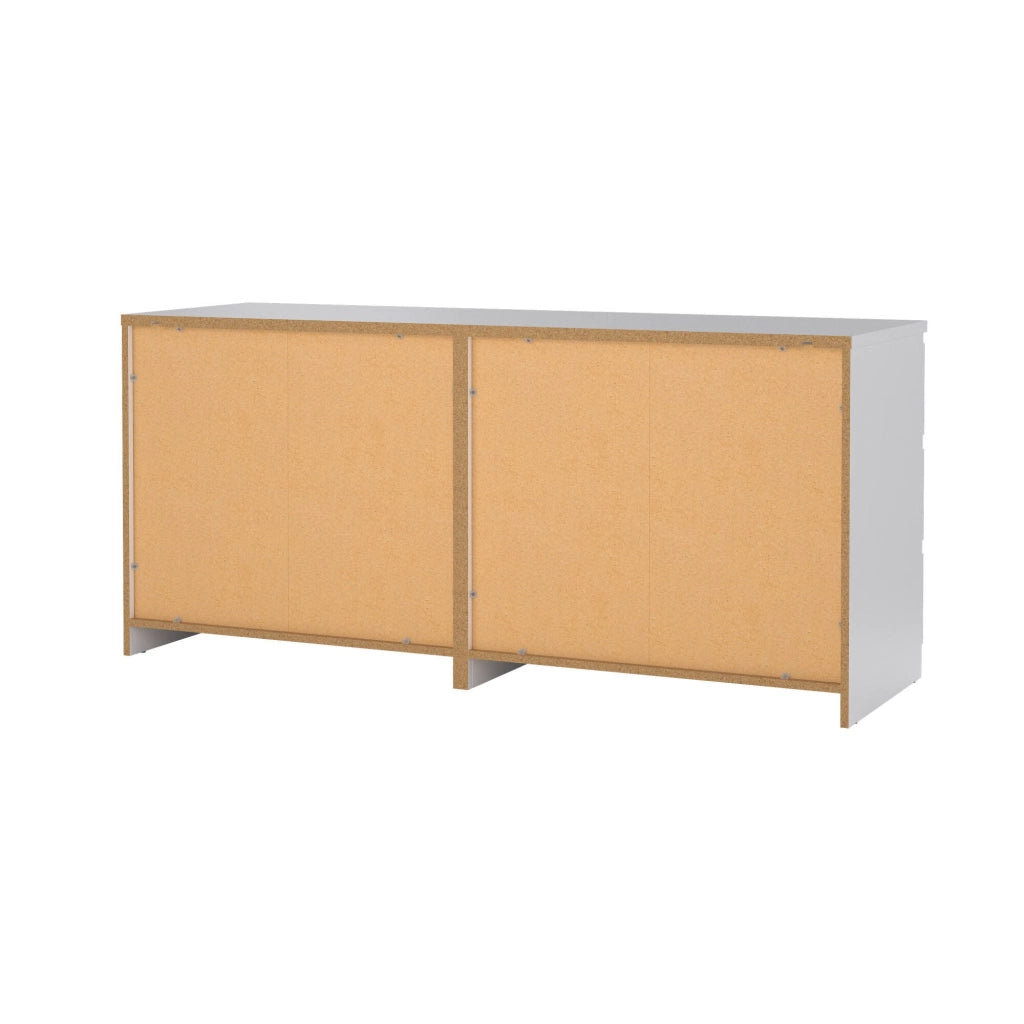 Credenza Joyce, Buffet da soggiorno, Madia da salotto, Dispensa da cucina, 154x50 h68 cm, Bianco lucido