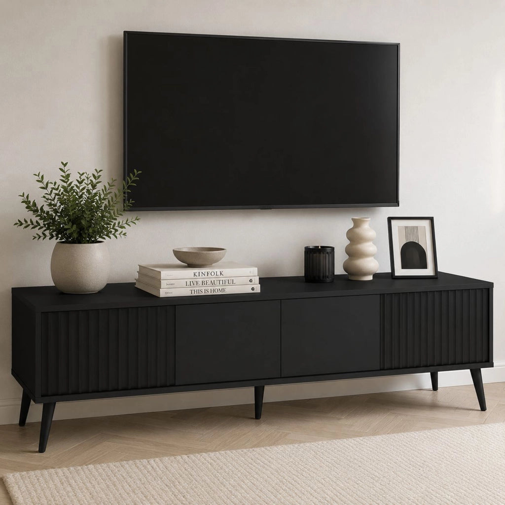 Lilelora, Mobile Porta tv un Ripiano, 180x40x48h cm Nero