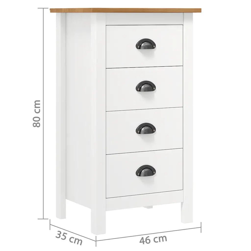 Credenza | Madia | Buffet da pranzo | Armadio da pranzo Hill Bianca 46x35x80 cm in Legno Massello di Pino