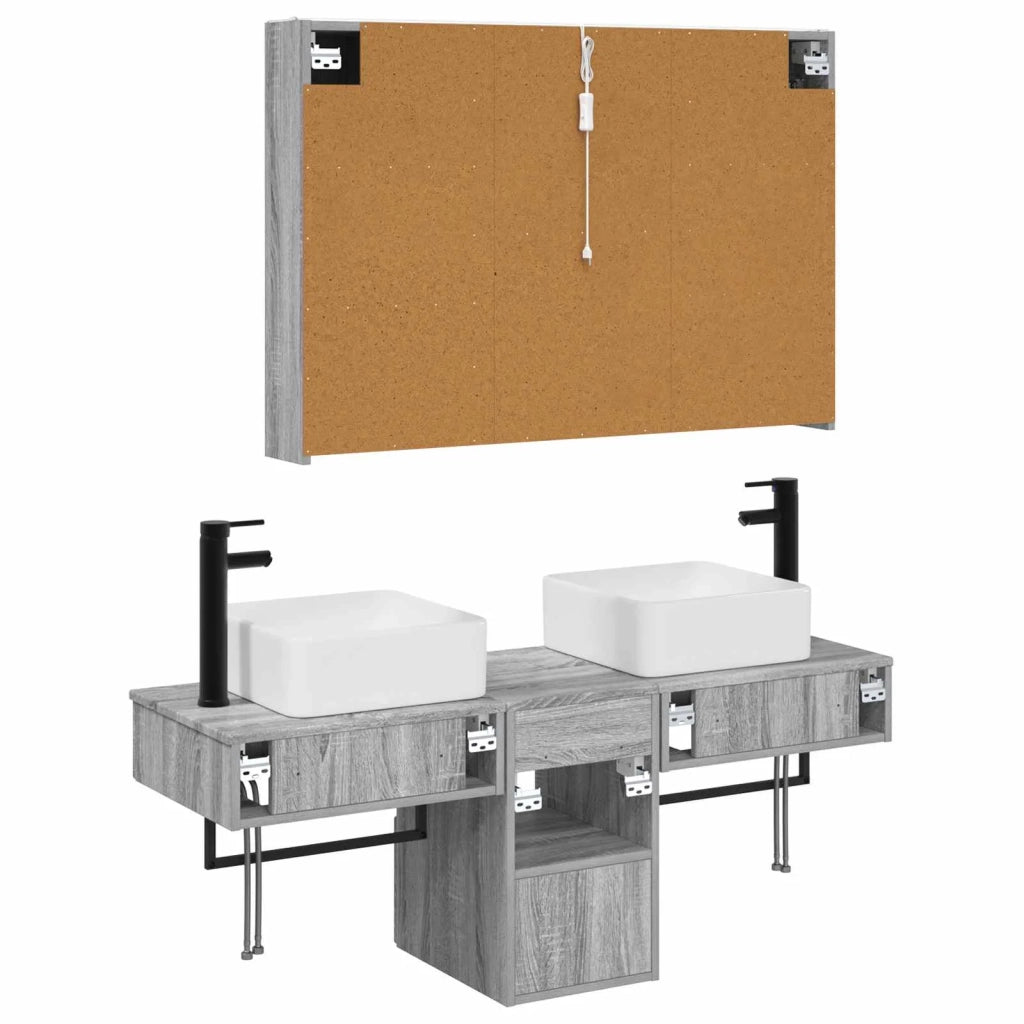 Set di Armadi da Bagno 4 pcs Sonoma grigio 103,5 x 15,5 x 70 cm 3406308