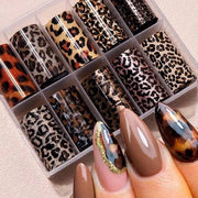 Accessori per unghie Folies 10 pezzi - Disegno leopardo/serpente - Stickers trasferibili - Accessori per unghie - Facili da utilizzare - Ambientalmente friendly - Copertura per unghie