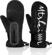 Mani invernali per uomo, donna, bambino - protezione polso rimovibile, touchscreen, guanti invernali impermeabili e isolanti per snowboard, sci e clima freddo nero - XL