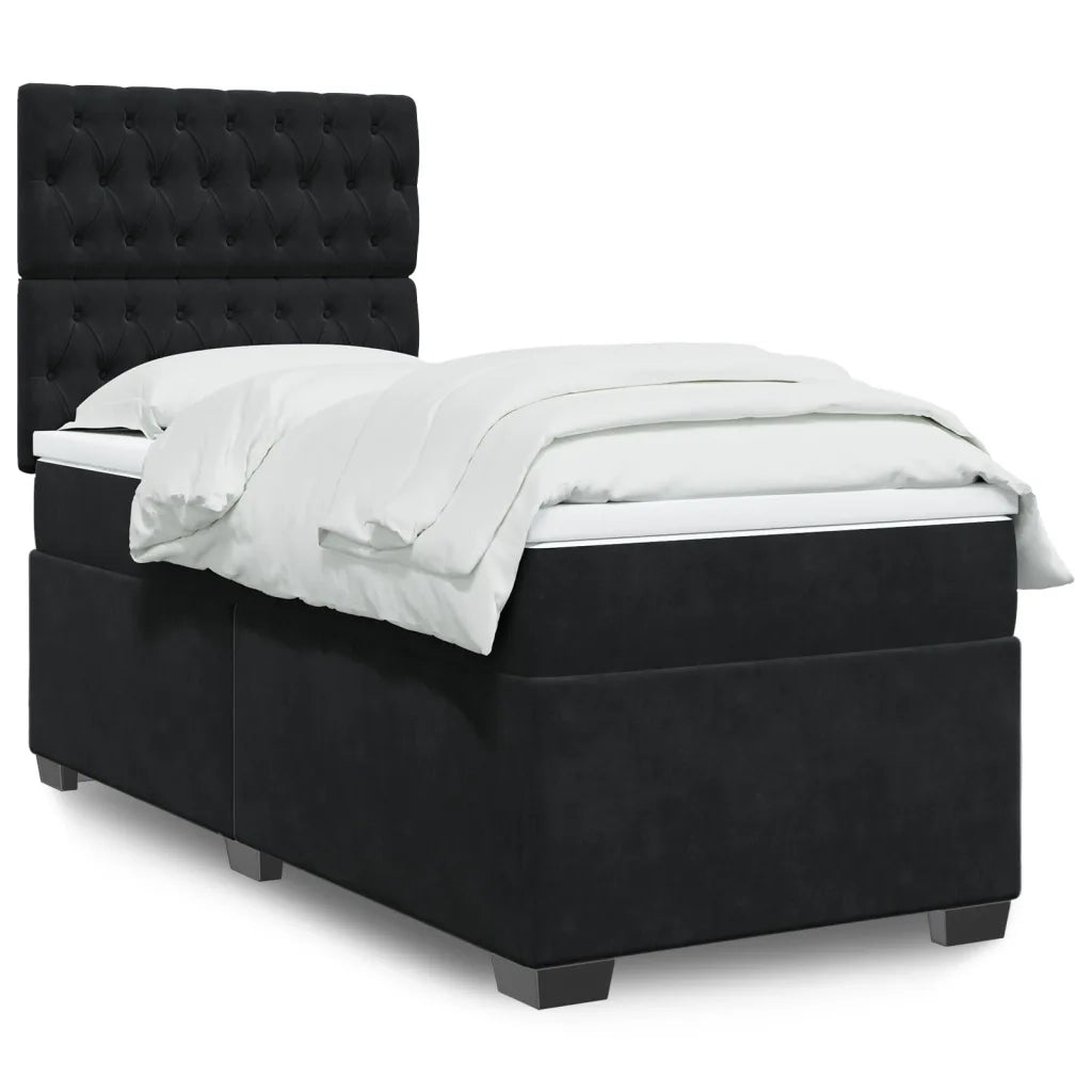 Giroletto a Molle con Materasso Nero 80x200 cm in Velluto 3290770