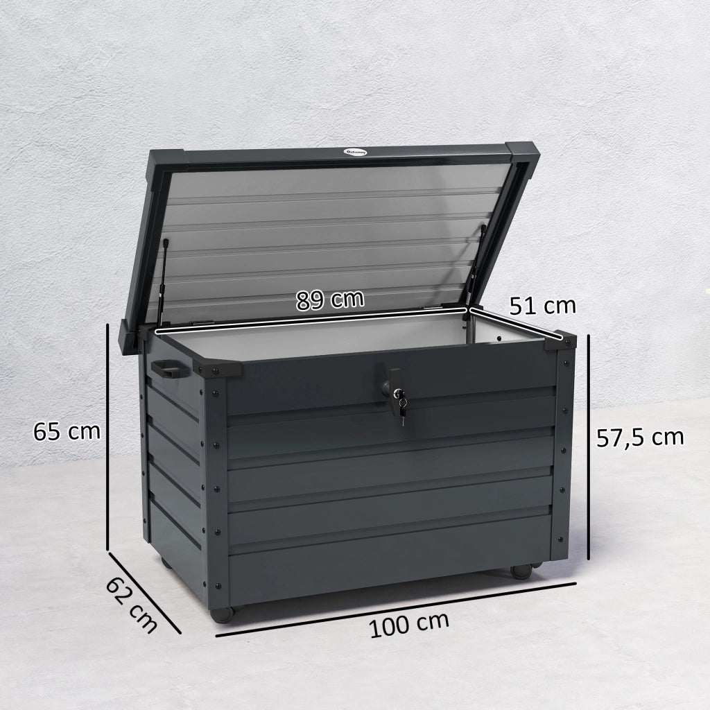 Cassa per esterni 295L con ruote ¨C Minimal ¨C grigio acciaio 100x62x65 cm