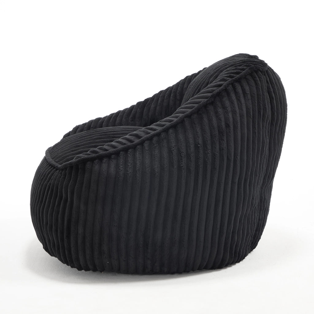 Pouf sacco 46x43x29 cm imbottito in velluto a coste nero