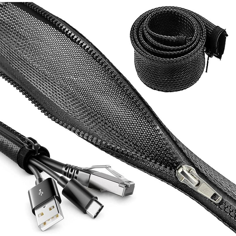 RACCOGLI CAVI ZIP 1.5M NERO GUAINA ORDINACAVI FLESSIBILE DIAMETRO 25MM