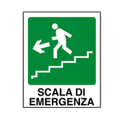 Cartello in alluminio Scala di emergenza a sinistra