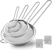 Set di setaccio per cucina, 4 pezzi, 5,5/7/12/18 cm, setaccio in acciaio inossidabile di alta qualità, setaccio a maglia fine, setaccio per la cucina con manico rinforzato, setaccio per ciotole, cottura, farina, tè e succo, zucchero in polvere