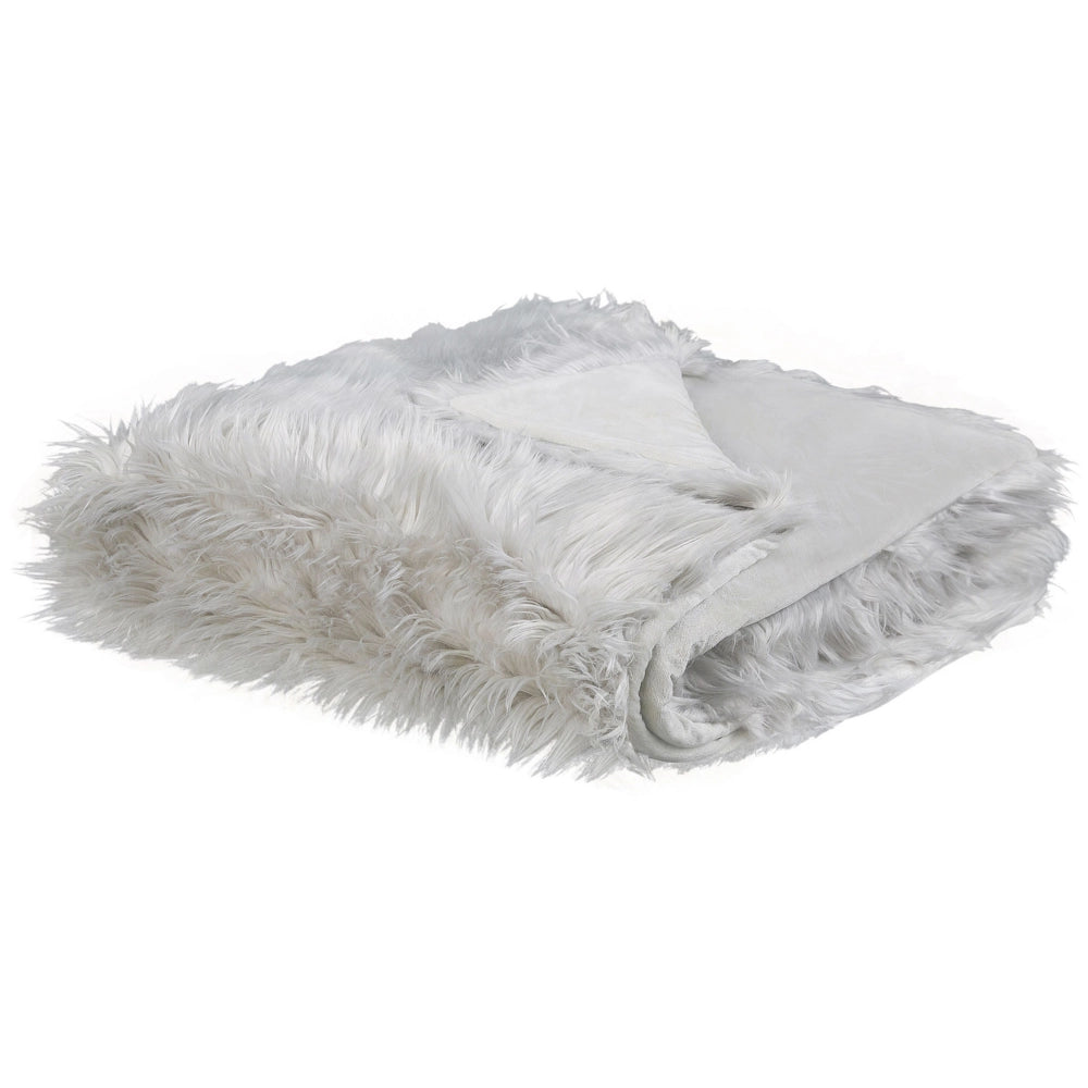 Copriletto in tessuto morbido grigio 200 x 220 cm Coperta in pelliccia sintetica