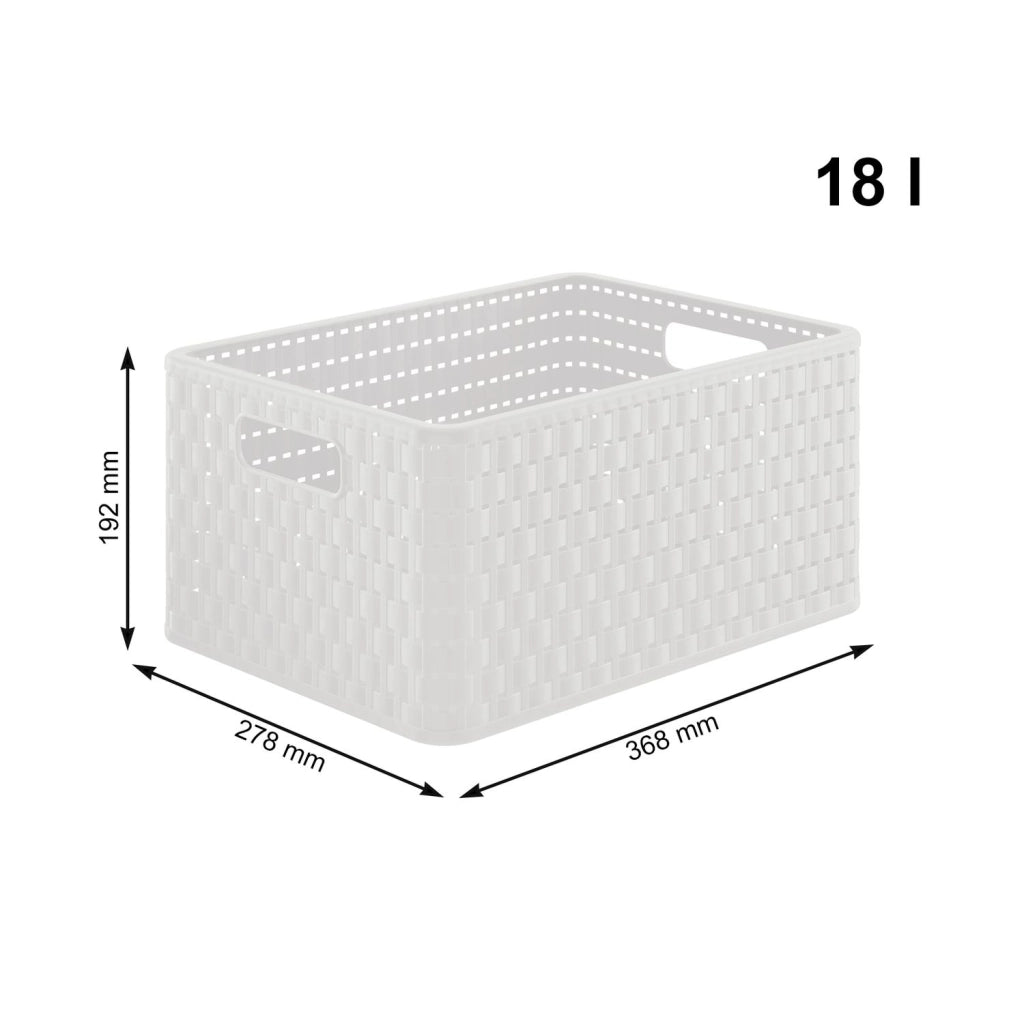 Rotho Country Contenitore Arrotolabile con 3 Cassetti in Rattan, Plastica (PP) senza BPA, colore Bianco, 3 x A4/18 L, 37.5 x 32.5 x 71.2 cm