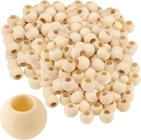400 pezzi di perle di legno naturale 20mm perle di legno con foro perle rotonde di legno per stringhe per artigianato per DIY macramè